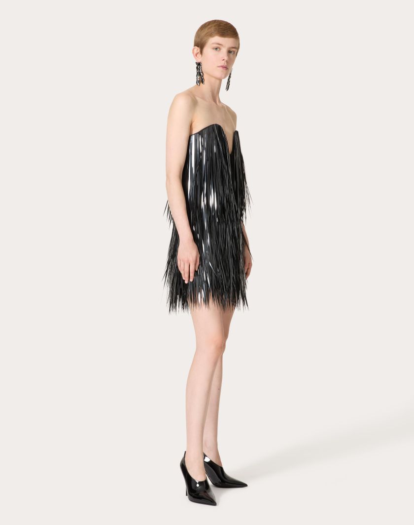 Valentino Handbags Abito Corto In Organza Ricamato per Donna in Nero | Valentino IT Sottocosto