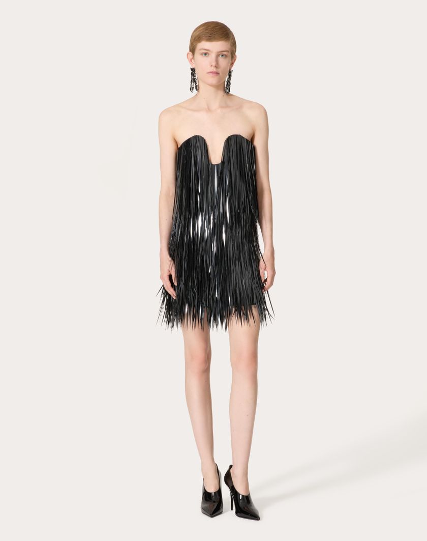 Valentino Handbags Abito Corto In Organza Ricamato per Donna in Nero | Valentino IT Sottocosto