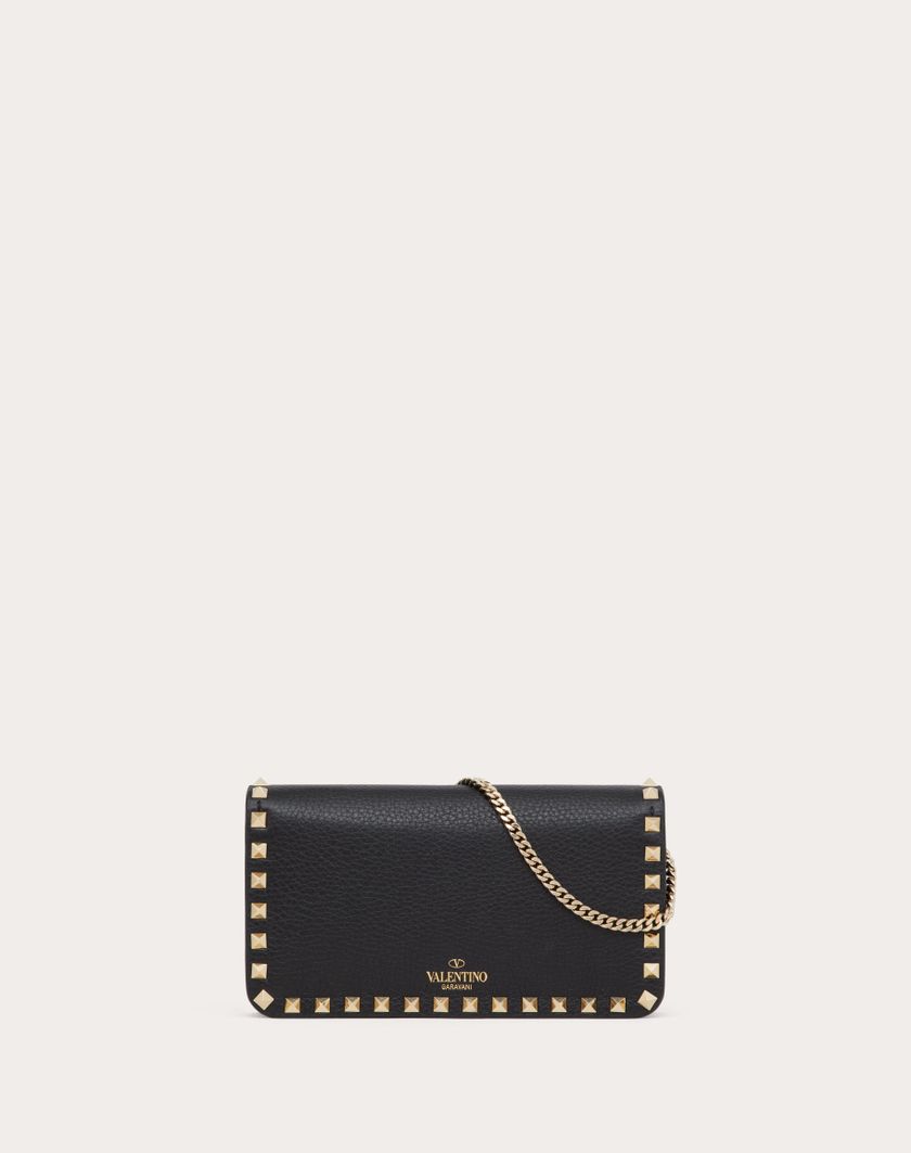 Valentino Handbags Pouch Con Catena Rockstud In Vitello Granato per Donna in Nero | Valentino IT Vendita Economica