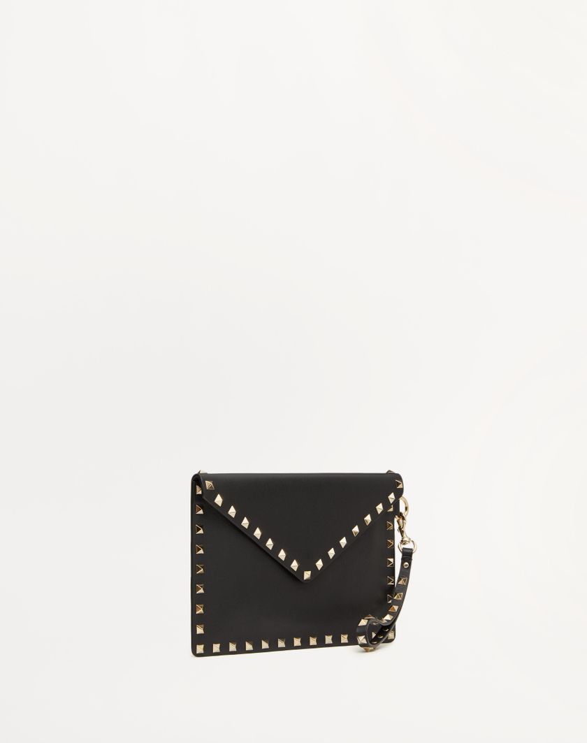 Valentino Handbags Pouch Rockstud In Vitello per Donna in Poudre | Valentino IT In Saldo