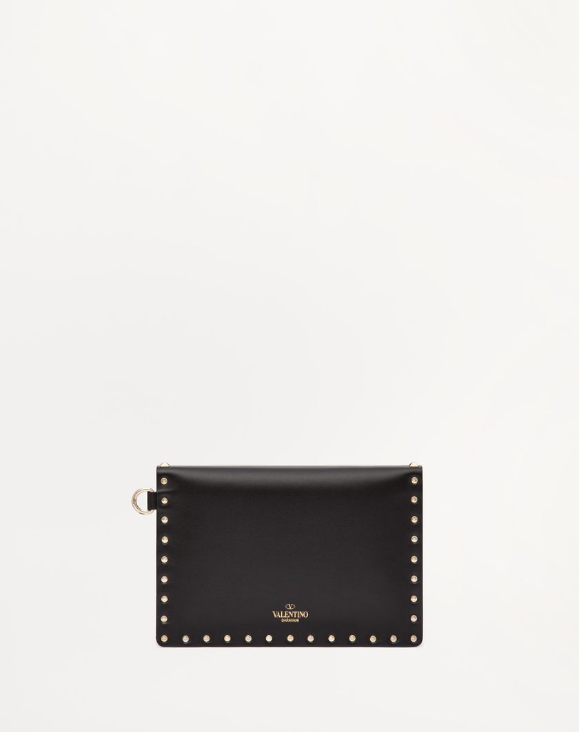 Valentino Handbags Pouch Rockstud In Vitello per Donna in Poudre | Valentino IT In Saldo