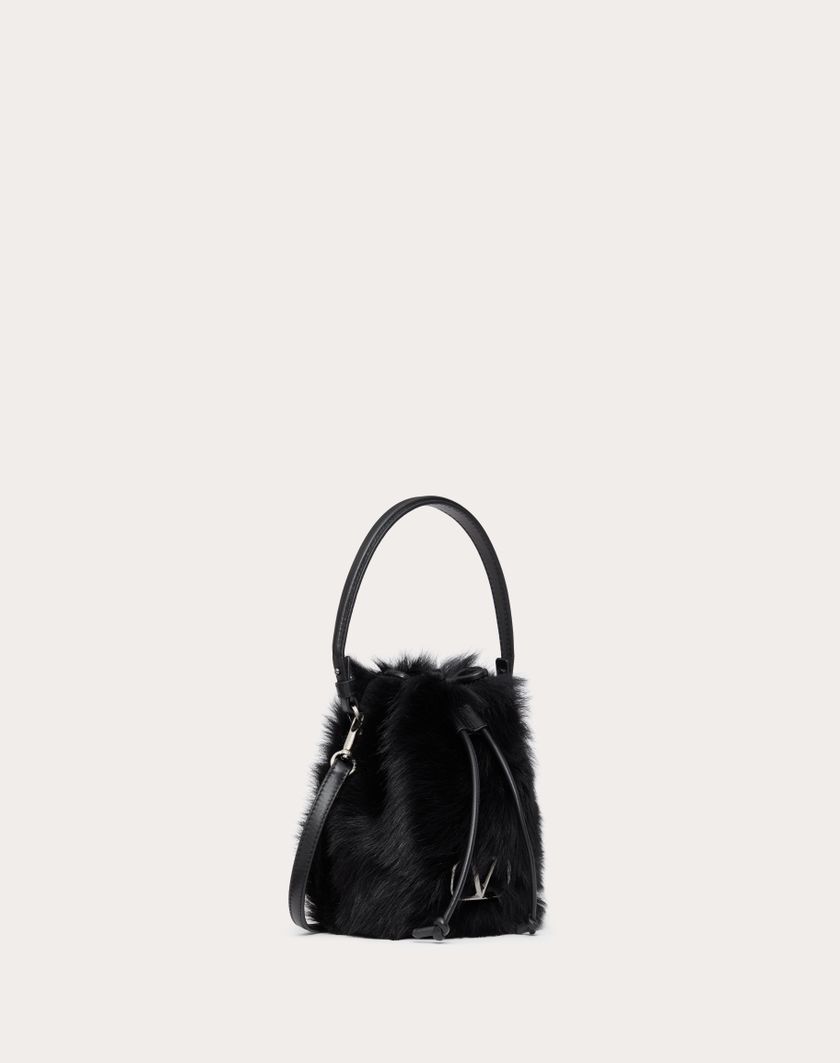 Valentino Handbags Mini Borsa A Secchiello Vlogo Signature In Montone per Donna in Nero | Valentino IT Vendita