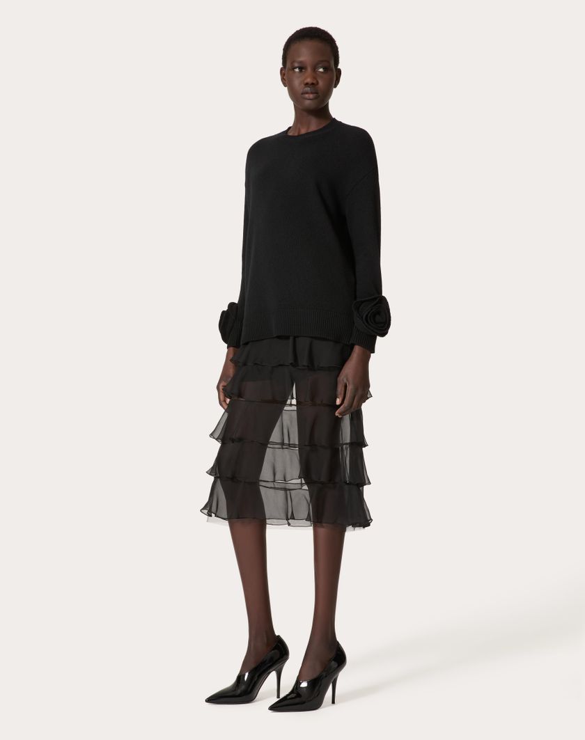 Valentino Handbags Gonna In Chiffon per Donna in Nero | Valentino IT Affare Del Giorno