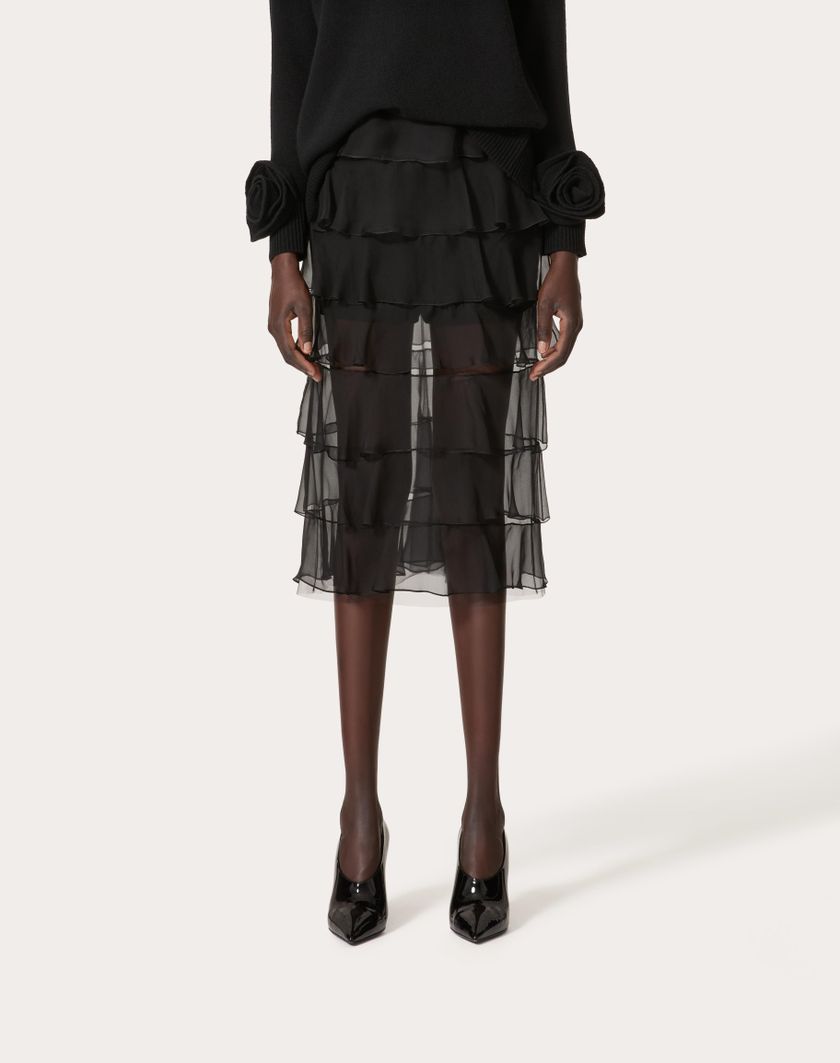 Valentino Handbags Gonna In Chiffon per Donna in Nero | Valentino IT Affare Del Giorno