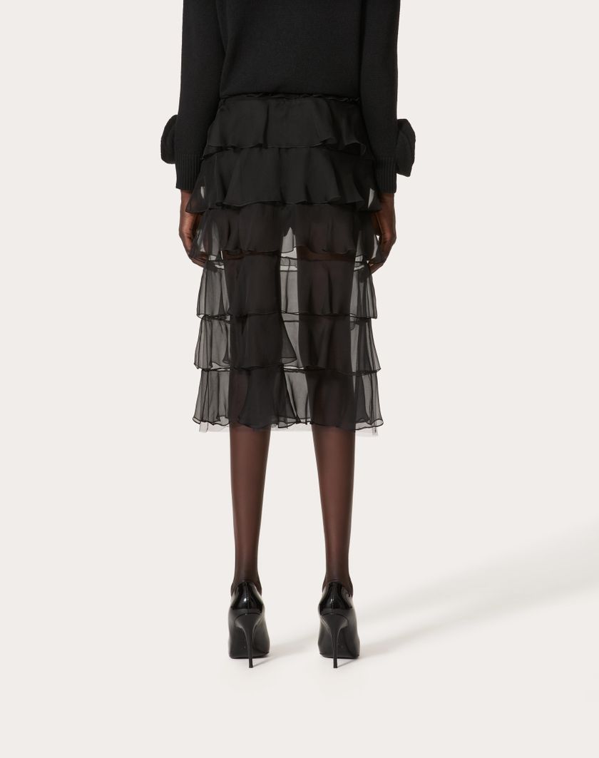 Valentino Handbags Gonna In Chiffon per Donna in Nero | Valentino IT Affare Del Giorno