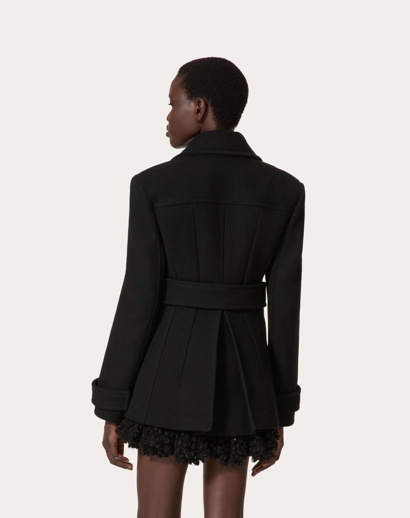Valentino Handbags Caban In Compact Coat per Donna in Nero | Valentino IT Offerta