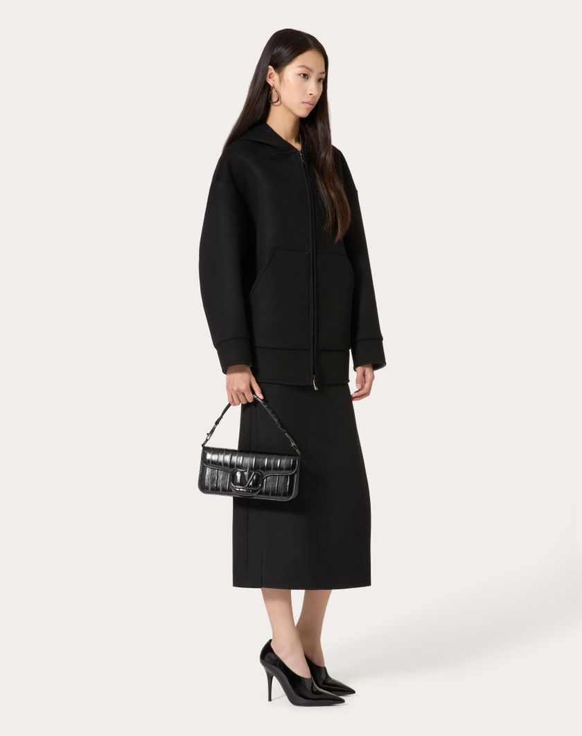 Valentino Handbags Caban In Compact Drap per Donna in Nero | Valentino IT Offerte