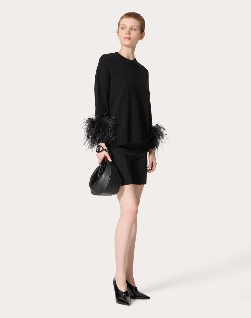 Valentino Handbags Maglia In Lana Con Piume per Donna in Nero | Valentino IT Vendita Calda
