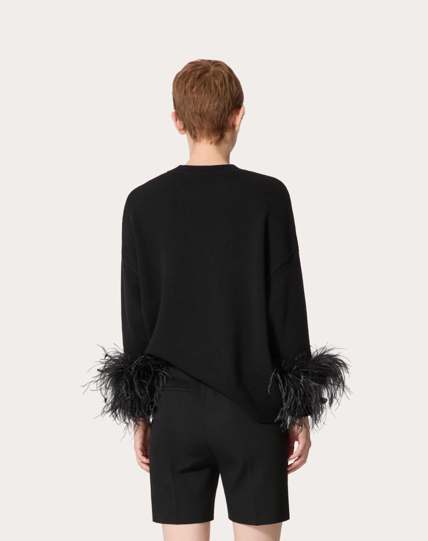 Valentino Handbags Maglia In Lana Con Piume per Donna in Nero | Valentino IT Vendita Calda