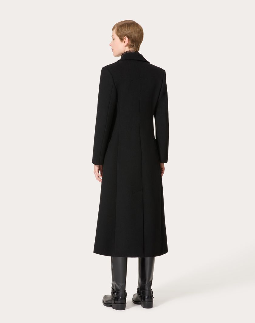 Valentino Handbags Cappotto In Compact Coat per Donna in Nero | Valentino IT In Saldo