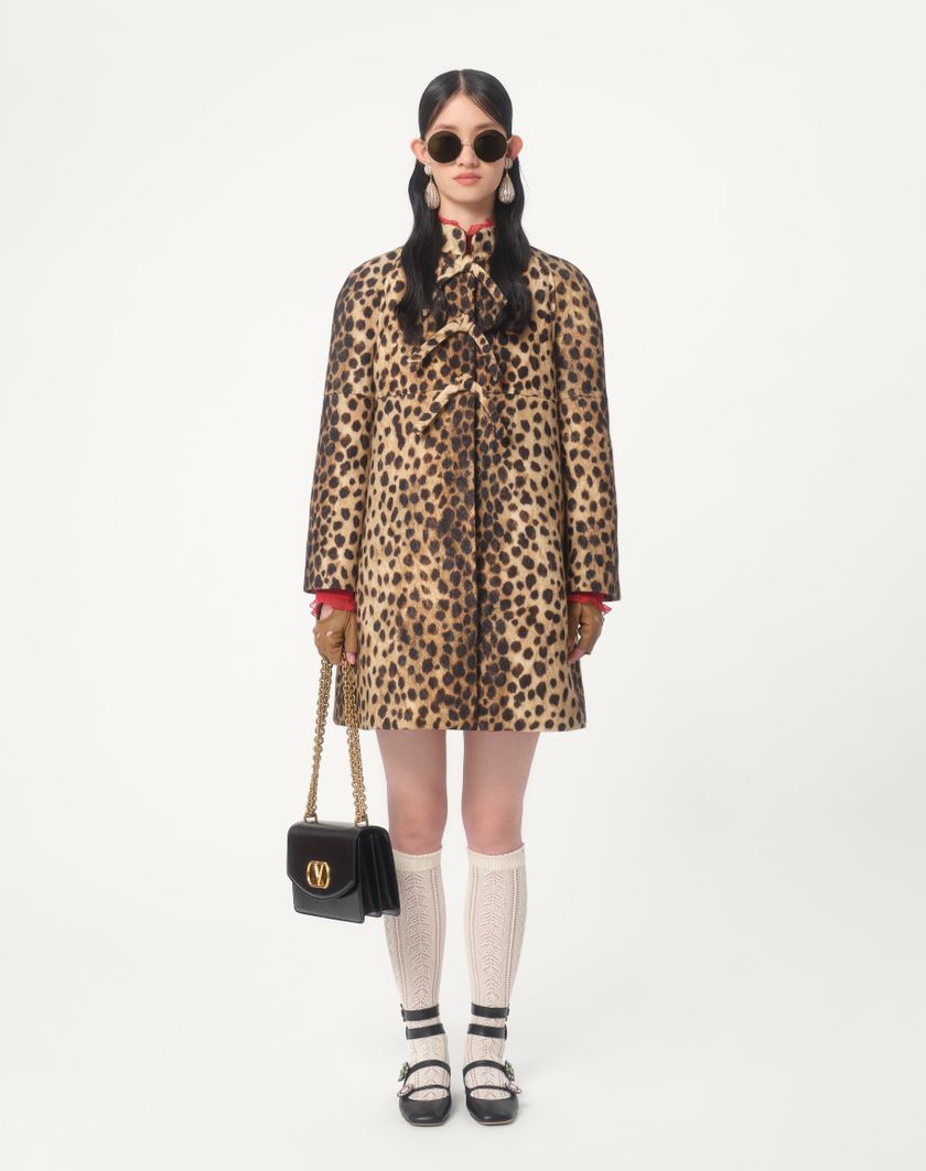 Valentino Handbags Cappotto In Panno Stampato Giaguaro Spots per Donna in Animalier | Valentino IT Qualità
