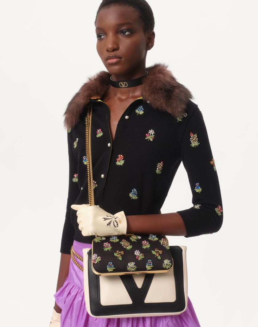 Valentino Handbags Cardigan In Lana Ricamato per Donna in Nero | Valentino IT Ultimo giorno