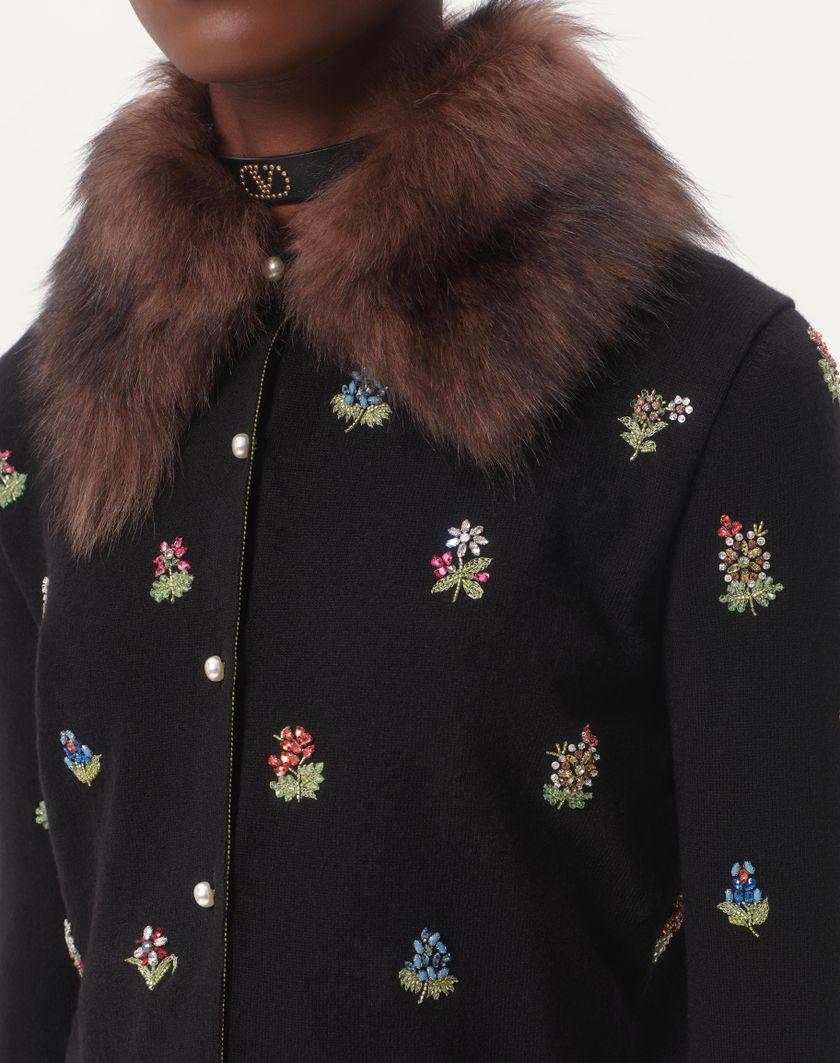 Valentino Handbags Cardigan In Lana Ricamato per Donna in Nero | Valentino IT Ultimo giorno