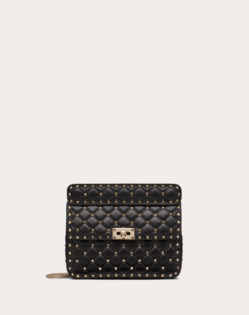 Valentino Handbags Borsa Media Rockstud Spike In Nappa per Donna in Nero | Valentino IT Nuovo