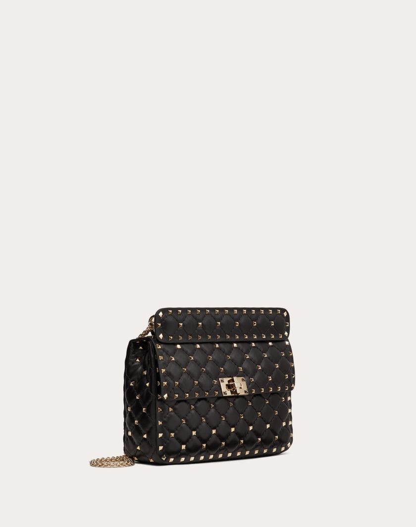 Valentino Handbags Borsa Media Rockstud Spike In Nappa per Donna in Nero | Valentino IT Nuovo