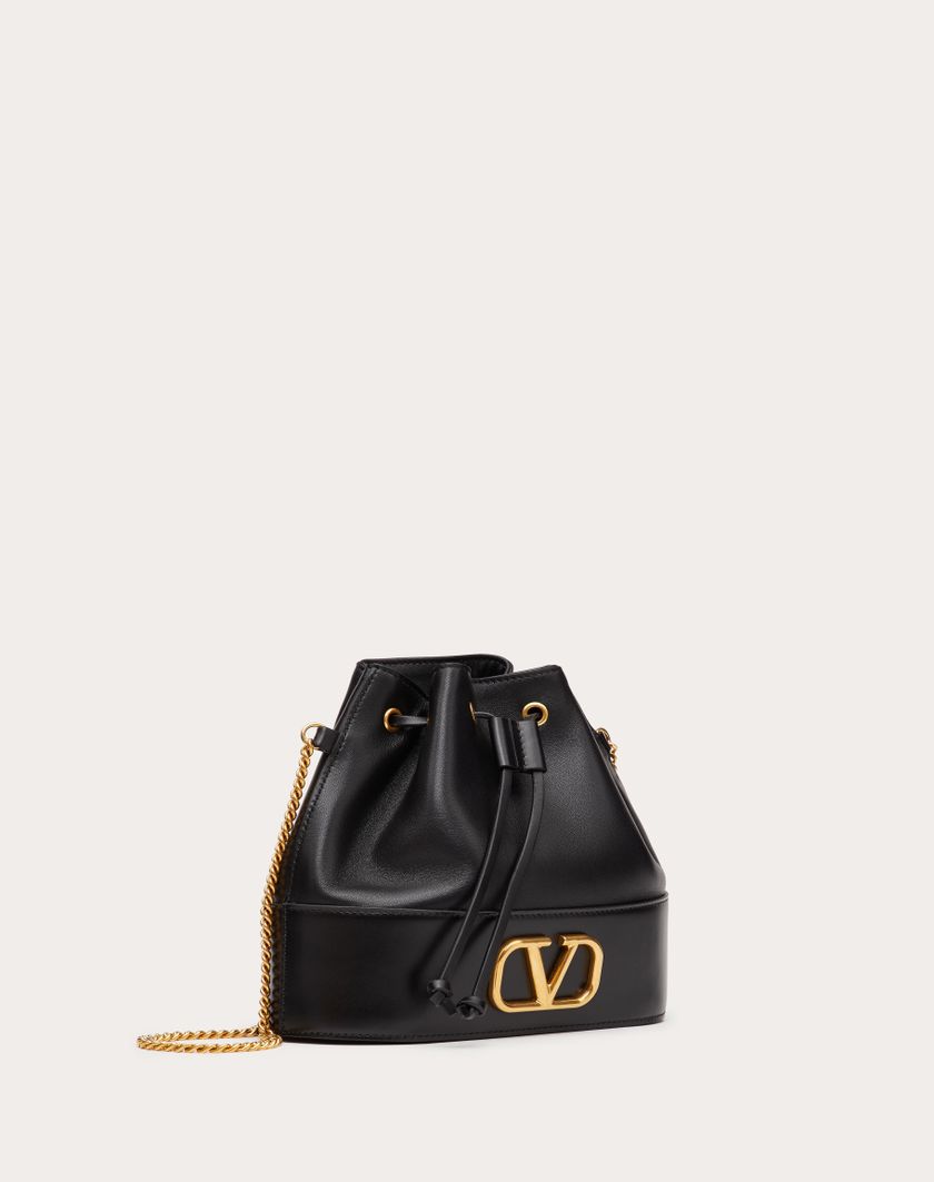 Valentino Handbags Mini Secchiello Con Catena Vlogo Signature In Nappa per Donna in Rose Cannelle | Valentino IT Italy
