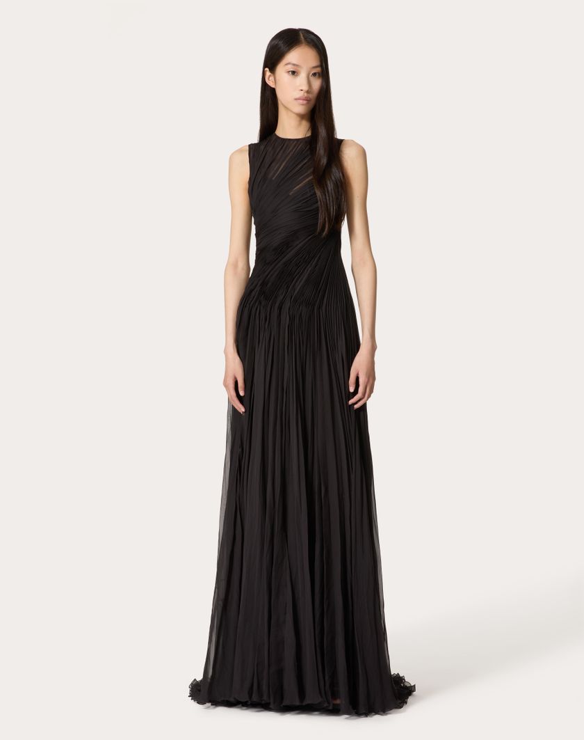 Valentino Handbags Gown In Chiffon per Donna in Nero | Valentino IT Soddisfazione Garantita