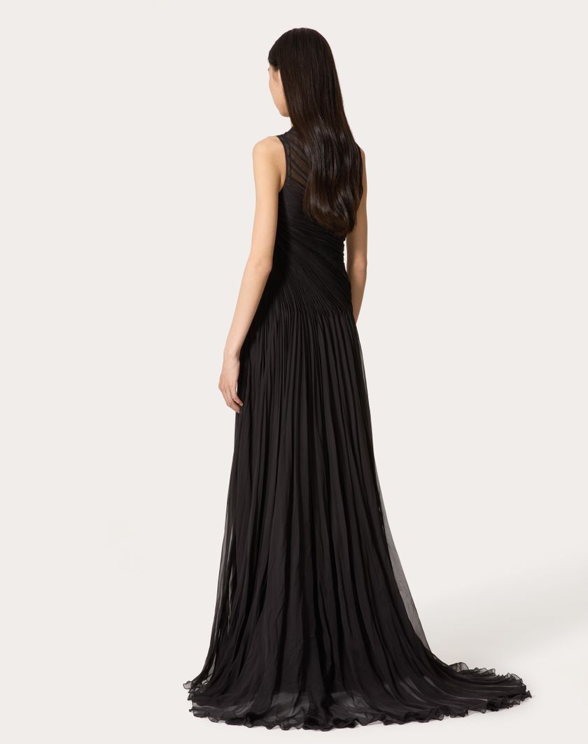 Valentino Handbags Gown In Chiffon per Donna in Nero | Valentino IT Soddisfazione Garantita