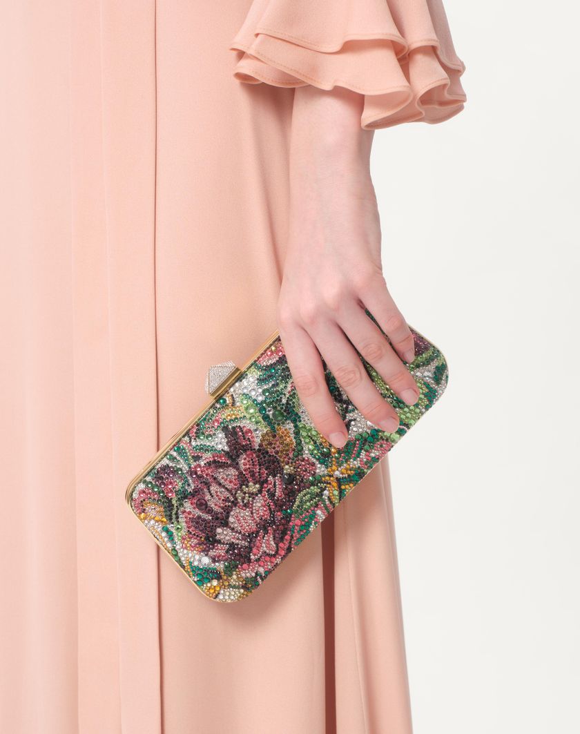 Valentino Handbags Abito Lungo In Georgette Ricamato per Donna in Rose Mist | Valentino IT Consegna Veloce