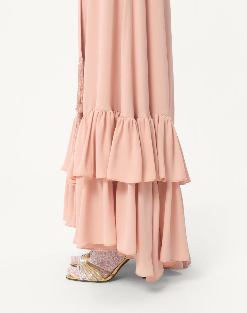 Valentino Handbags Abito Lungo In Georgette Ricamato per Donna in Rose Mist | Valentino IT Consegna Veloce