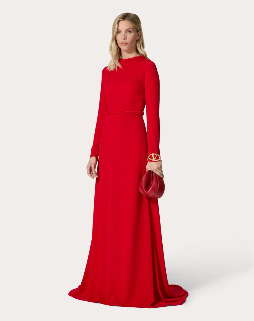 Valentino Handbags Abito Da Sera In Georgette Double per Donna in Rosso | Valentino IT Prezzo Ridotto