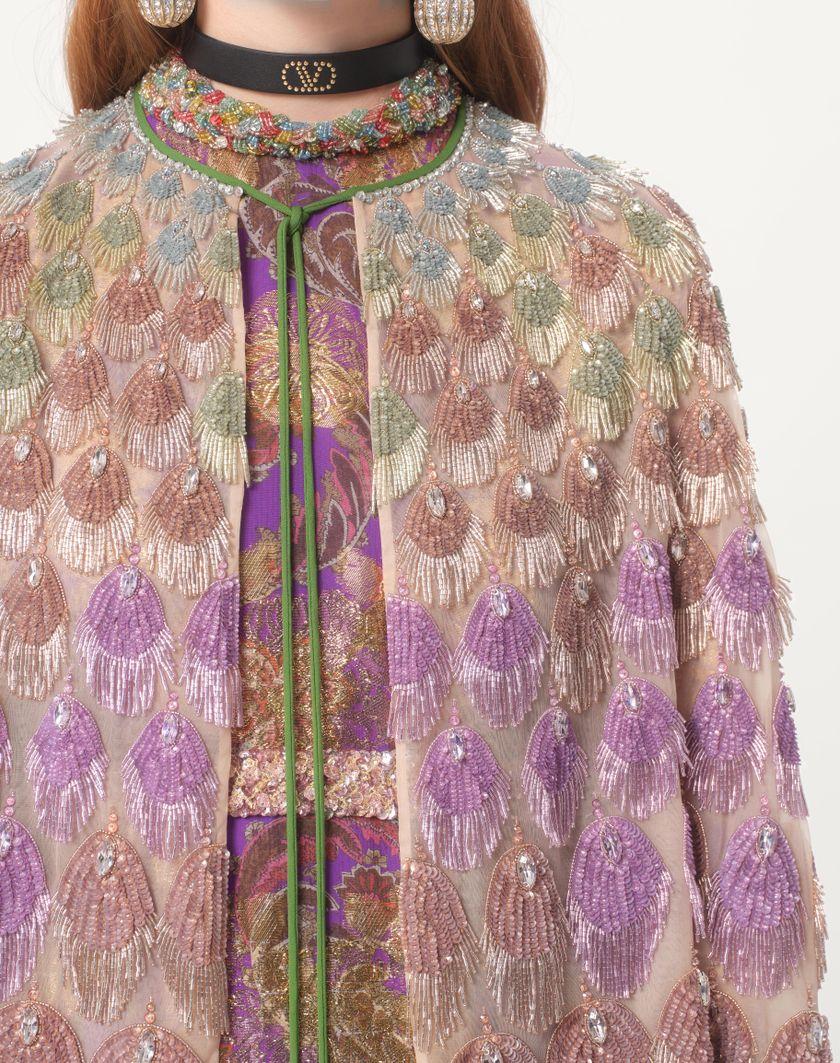 Valentino Handbags Cappa In Organza Ricamata per Donna in Poudre/multicolor | Valentino IT Sottocosto