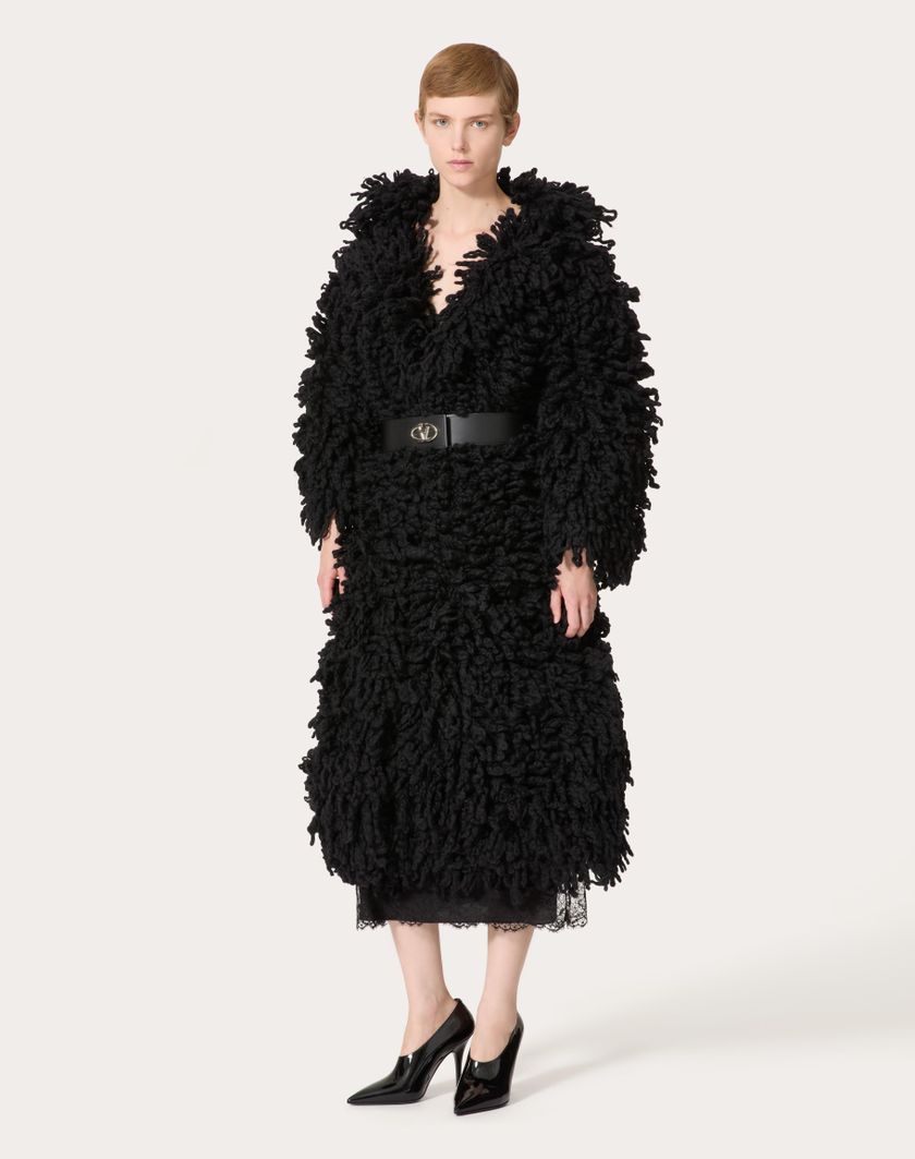 Valentino Handbags Cappotto In Maglia Di Lana per Donna in Nero | Valentino IT Online