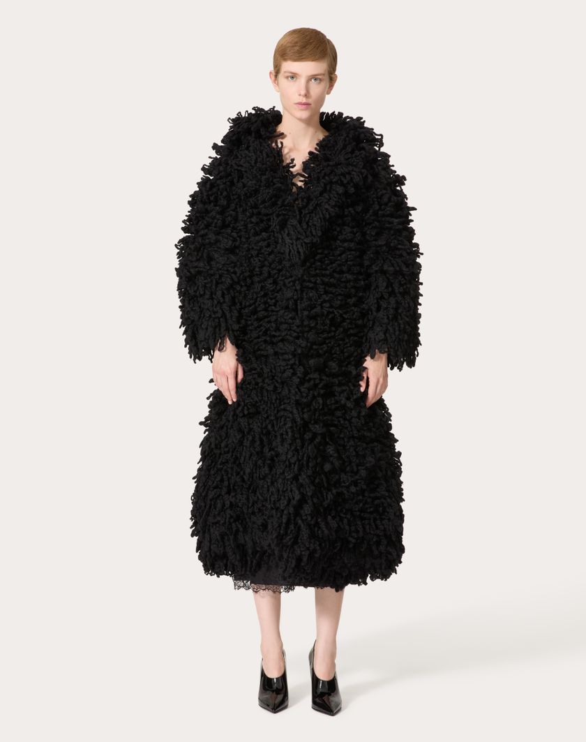 Valentino Handbags Cappotto In Maglia Di Lana per Donna in Nero | Valentino IT Online