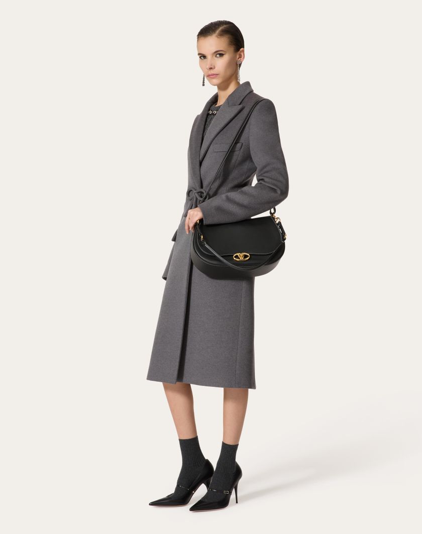 Valentino Handbags Cappotto In Compact Drap per Donna in Grigio Scuro | Valentino IT Saldi