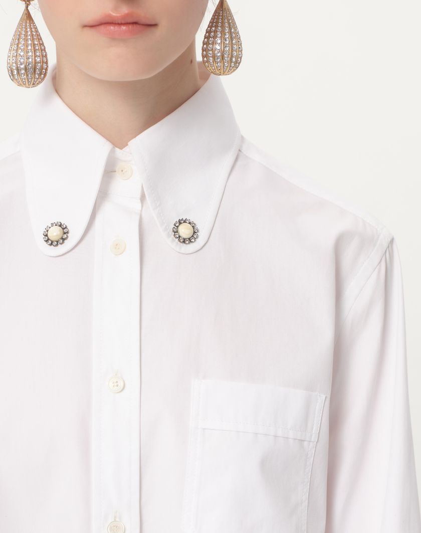 Valentino Handbags Camicia In Cotton Popeline per Donna in Bianco Ottico | Valentino IT Vendita Calda