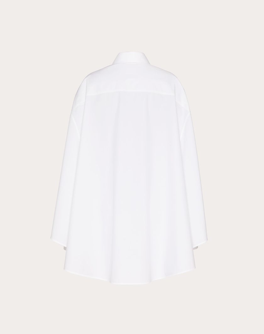 Valentino Handbags Camicia In Sartorial Popeline per Donna in Bianco | Valentino IT Italy