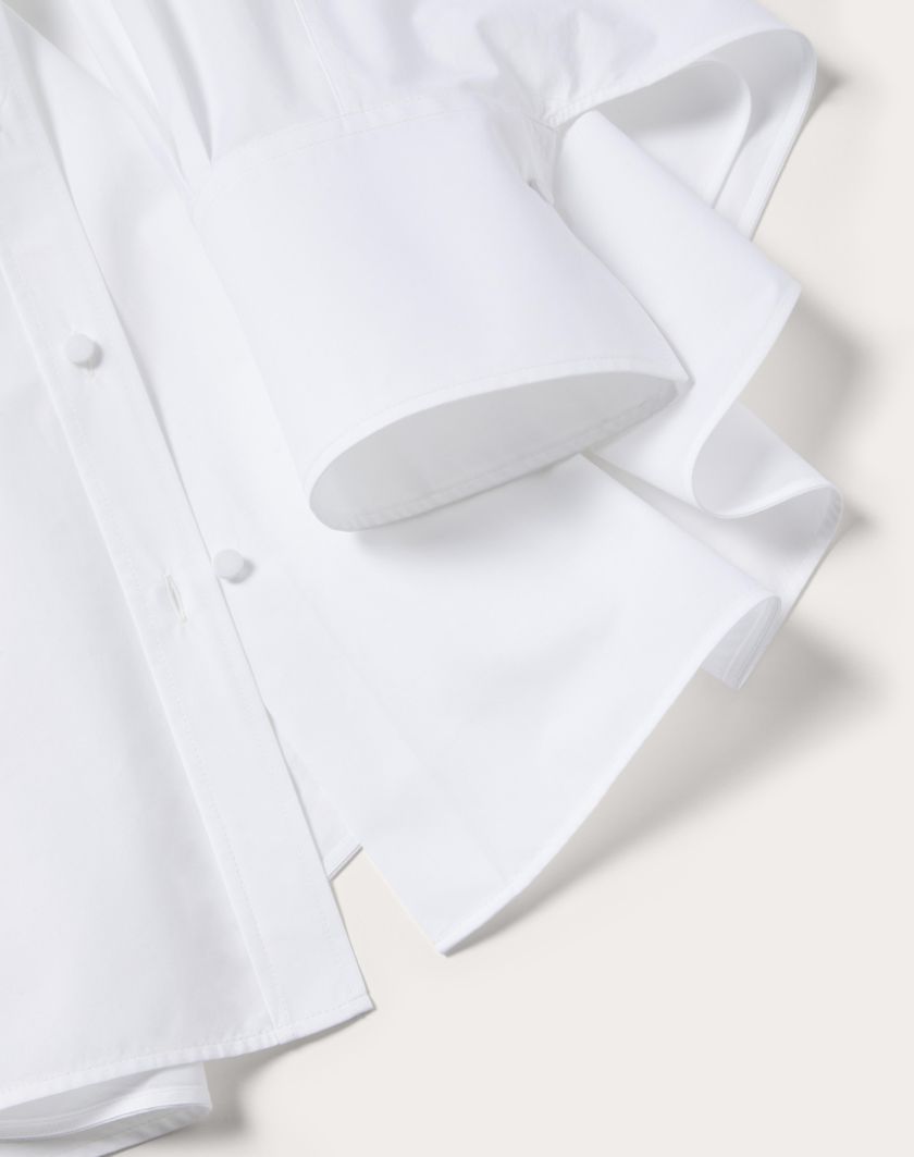 Valentino Handbags Camicia In Sartorial Popeline per Donna in Bianco | Valentino IT Italy