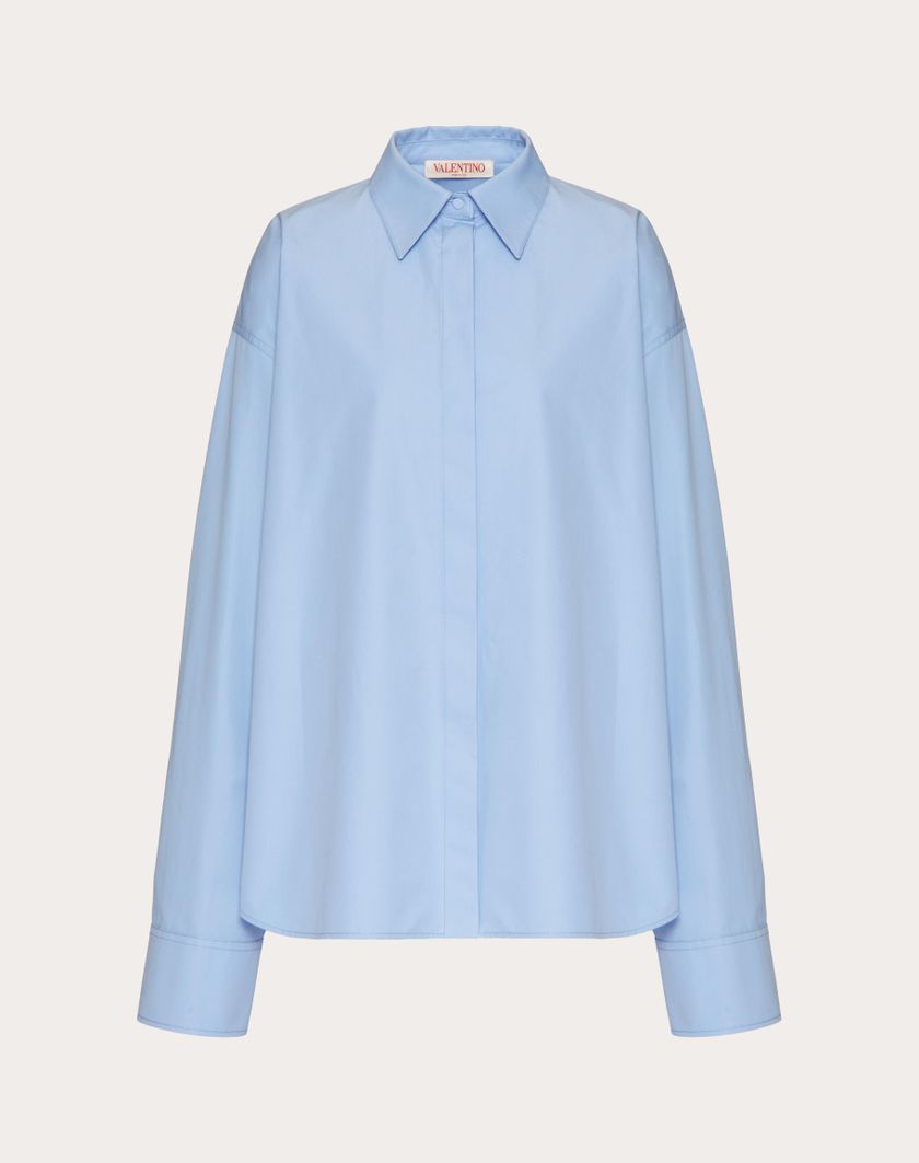 Valentino Handbags Camicia In Compact Popeline per Donna in Iris Liliac | Valentino IT Latest fashion