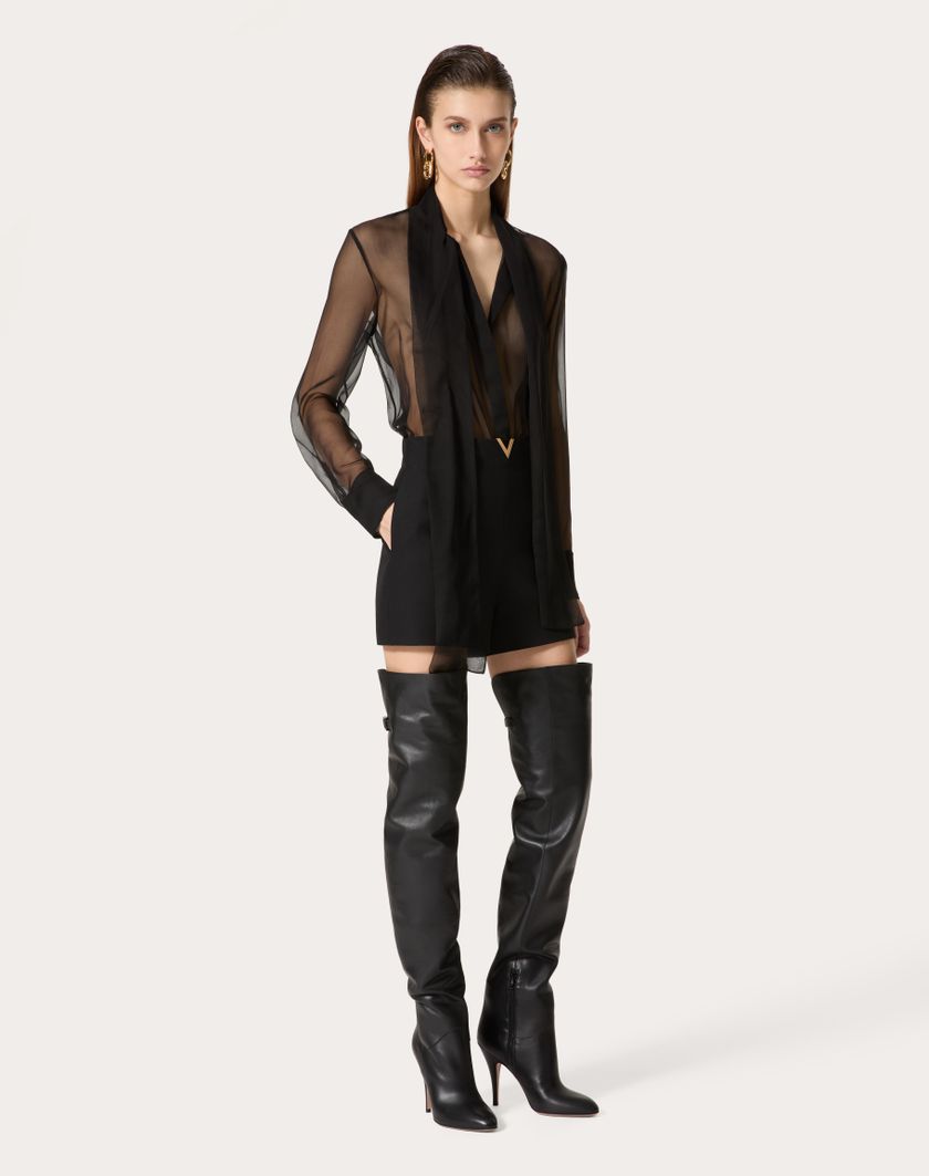 Valentino Handbags Camicia In Chiffon per Donna in Nero | Valentino IT Nuovi prodotti