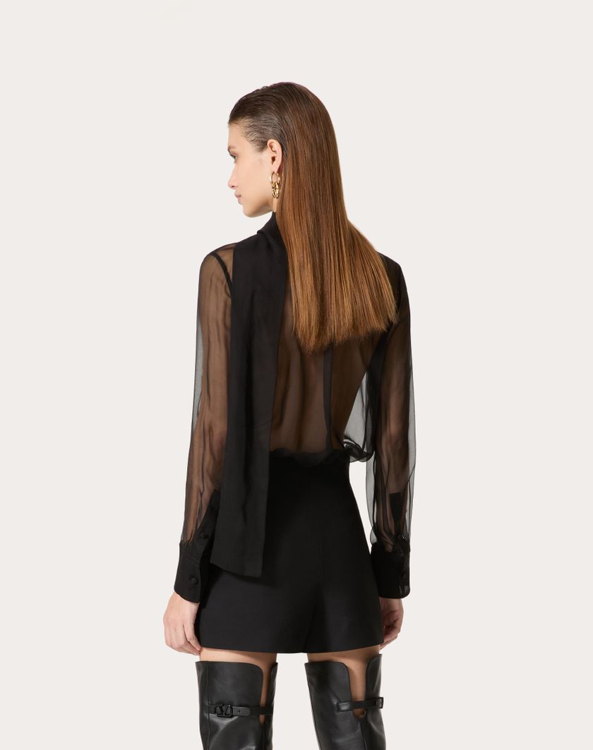 Valentino Handbags Camicia In Chiffon per Donna in Nero | Valentino IT Nuovi prodotti