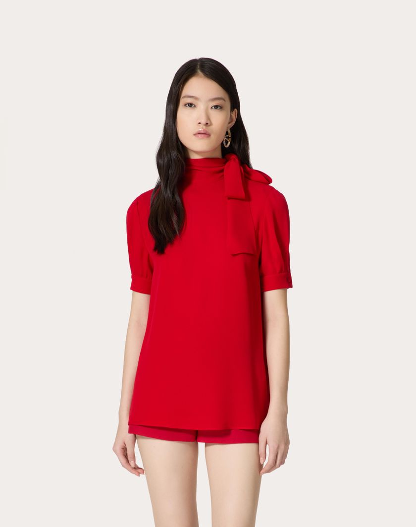 Valentino Handbags Top In Georgette per Donna in Rosso | Valentino IT Offerte stagionali