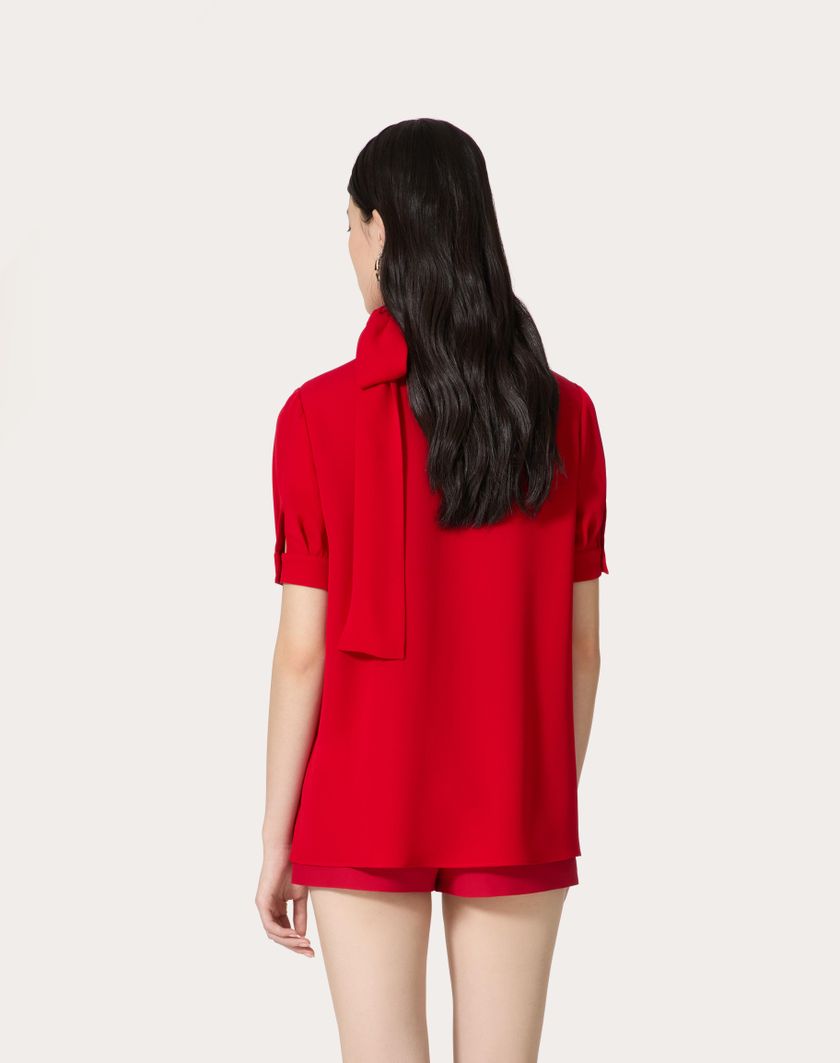 Valentino Handbags Top In Georgette per Donna in Rosso | Valentino IT Offerte stagionali