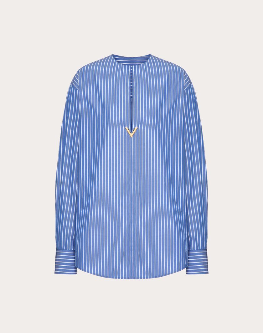 Valentino Handbags Top In Popeline Contrails per Donna in Light Blue/bianco | Valentino IT Liquidazione