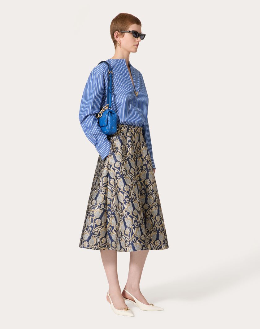 Valentino Handbags Top In Popeline Contrails per Donna in Light Blue/bianco | Valentino IT Liquidazione