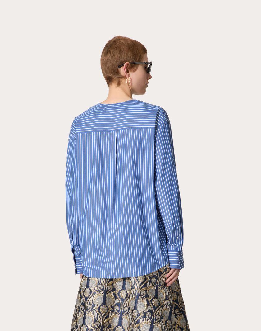 Valentino Handbags Top In Popeline Contrails per Donna in Light Blue/bianco | Valentino IT Liquidazione