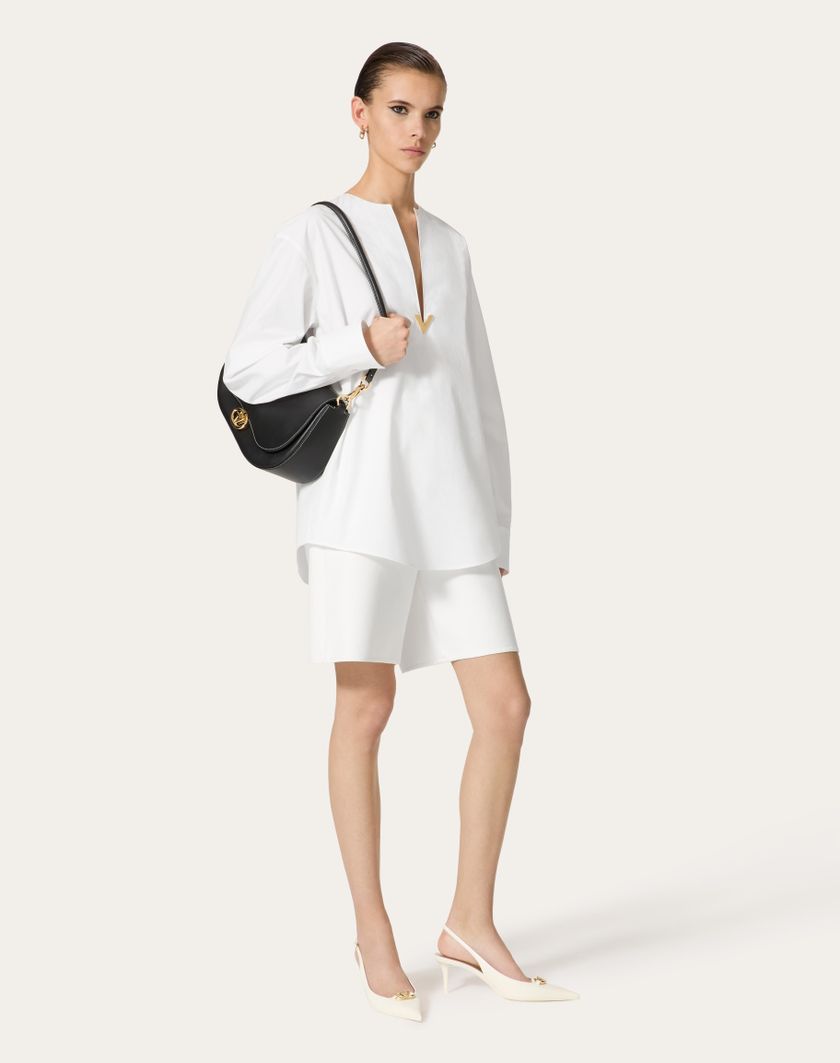 Valentino Handbags Top In Cotton Popeline per Donna in Bianco | Valentino IT Comprane uno, ottenene uno gratis