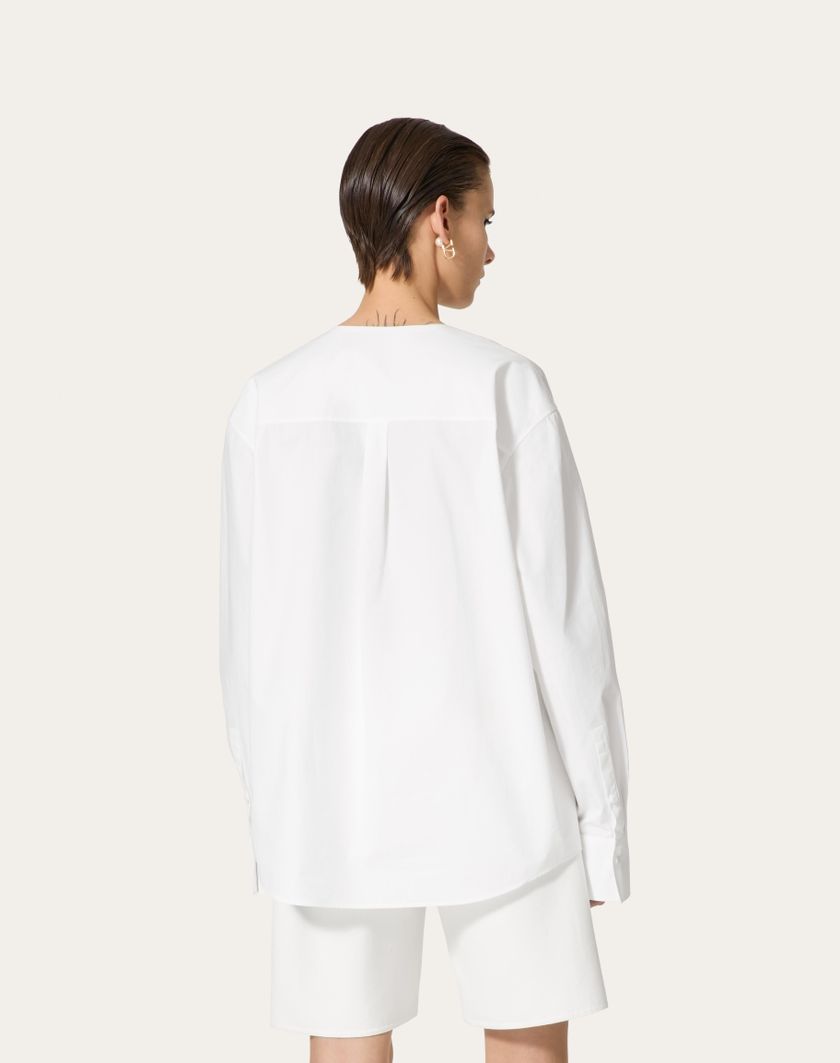 Valentino Handbags Top In Cotton Popeline per Donna in Bianco | Valentino IT Comprane uno, ottenene uno gratis