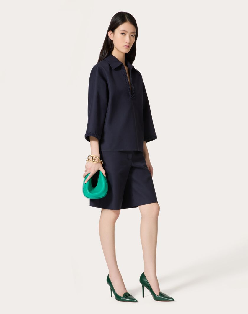 Valentino Handbags Top In Light Double Splittable Gabardine Ricamato per Donna in Navy | Valentino IT Offerte giornaliere