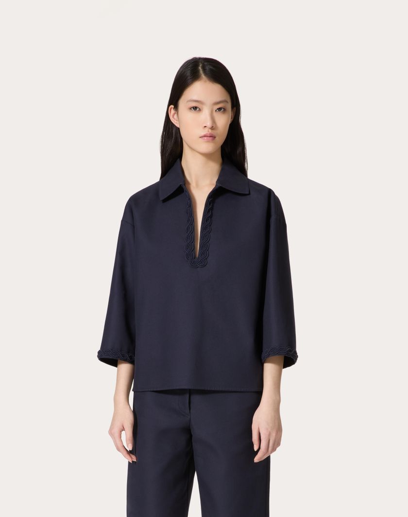 Valentino Handbags Top In Light Double Splittable Gabardine Ricamato per Donna in Navy | Valentino IT Offerte giornaliere
