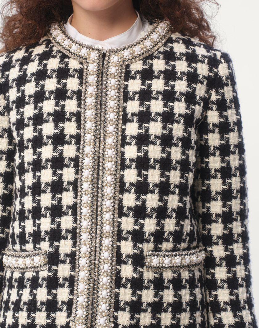 Valentino Handbags Giacca Ricamata In Damier Light Tweed per Donna in Bianco/ Nero | Valentino IT Fino al 50% di sconto