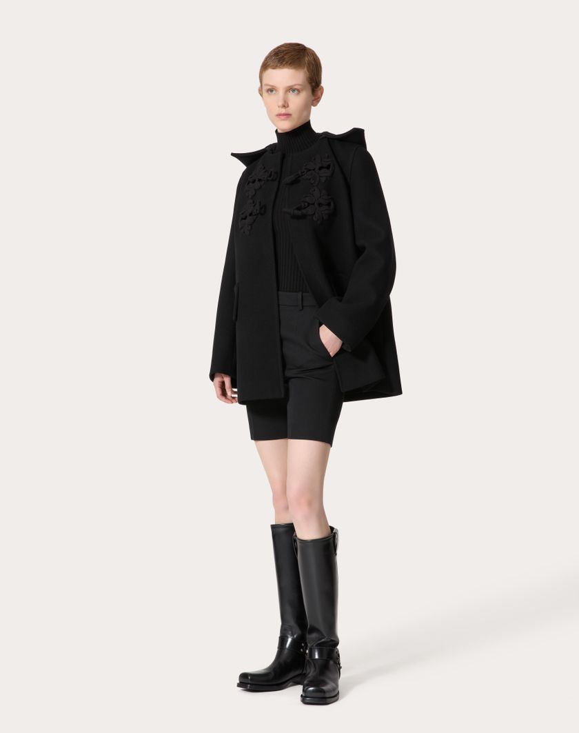 Valentino Handbags Caban In Compact Coat Ricamato per Donna in Nero | Valentino IT Fino al 65% di sconto