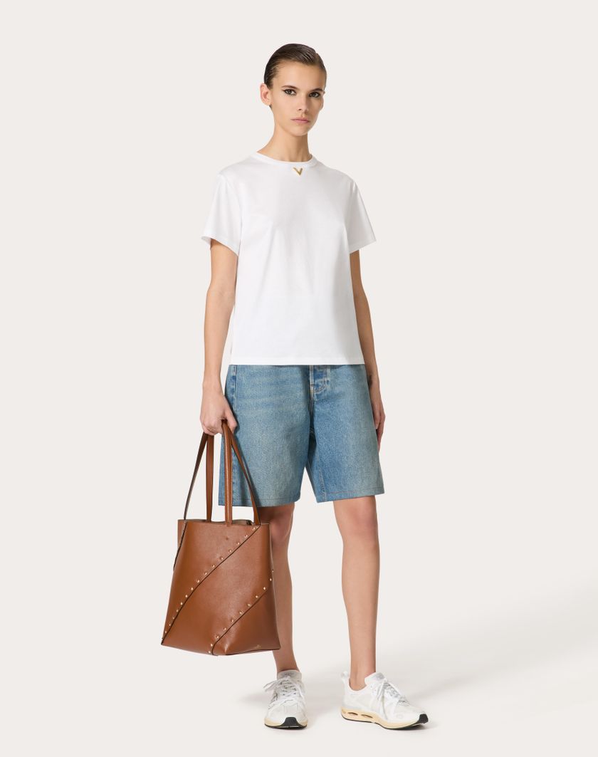 Valentino Handbags T-shirt In Cotton Jersey per Donna in Bianco | Valentino IT Officina