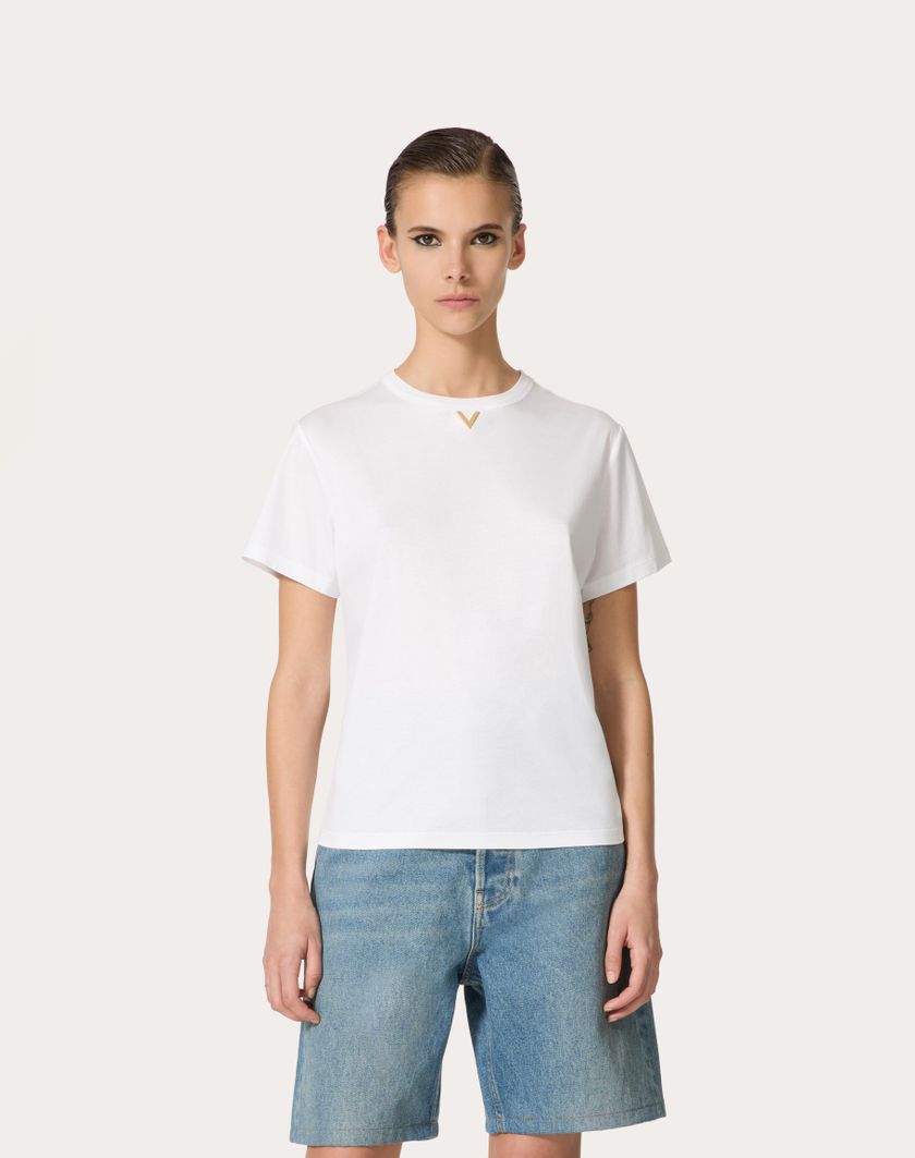 Valentino Handbags T-shirt In Cotton Jersey per Donna in Bianco | Valentino IT Officina