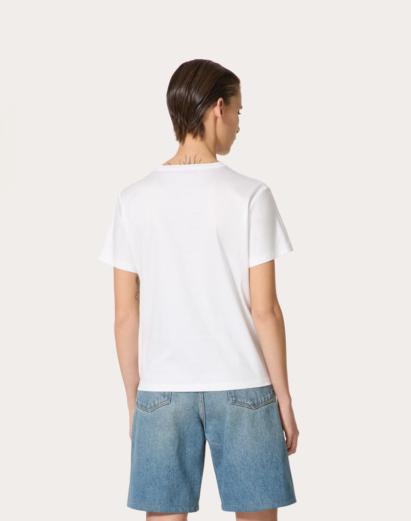 Valentino Handbags T-shirt In Cotton Jersey per Donna in Bianco | Valentino IT Officina