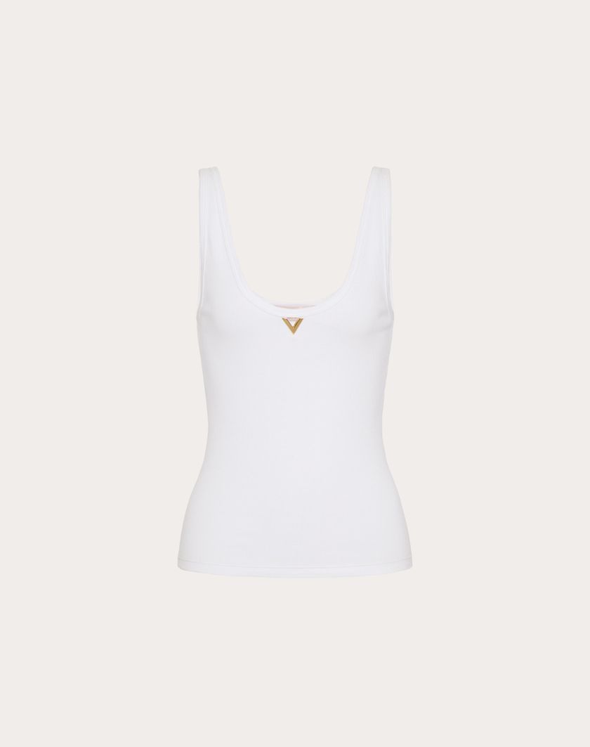 Valentino Handbags Top In Ribbed Cotton per Donna in Bianco | Valentino IT Duty-free